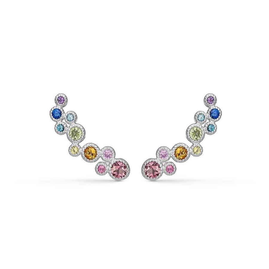 Jewellery Mads Z | Luxury Rainbow Earrings In 14 Kt. White Gold