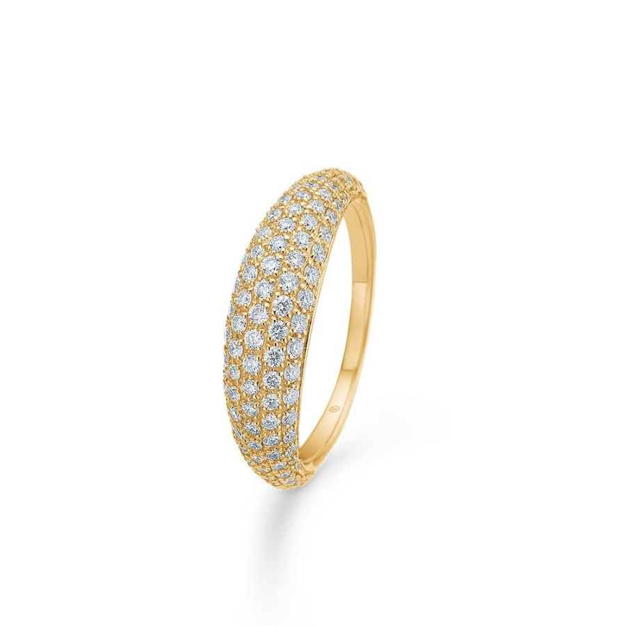 Jewellery Mads Z | Half Moon Ring In 14 Ct. Gold W. Diamonds