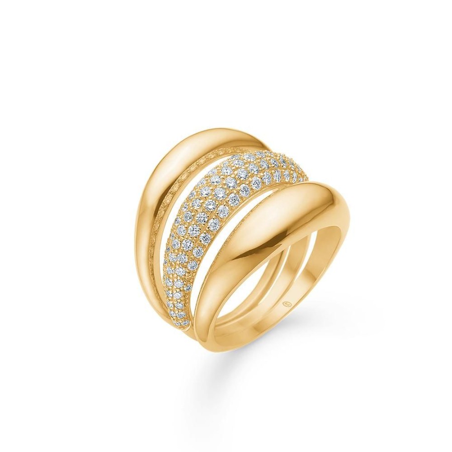 Jewellery Mads Z | Half Moon Ring In 14 Ct. Gold W. Diamonds