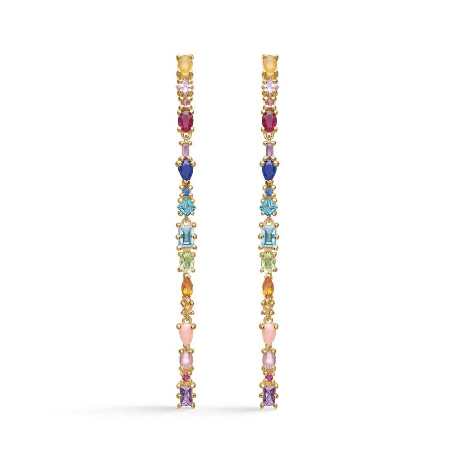 Jewellery Mads Z | Circus Earrings In 14 Kt. Gold With Genuine Stones