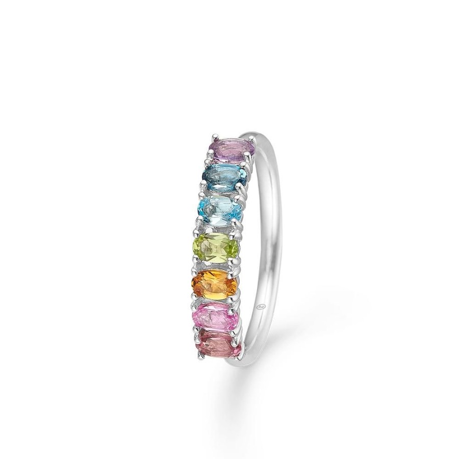 Jewellery Mads Z | Poetry Rainbow Silver Ring W. Precious Stones