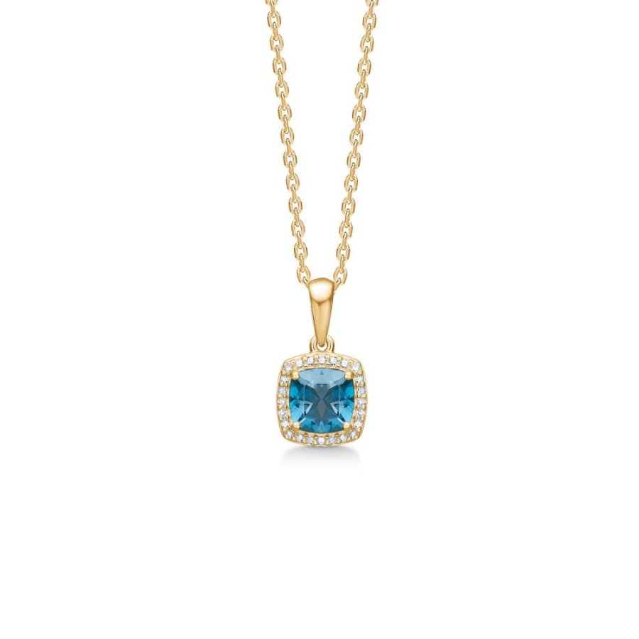 Jewellery Mads Z | Mona Lisa Pendant In 14 Ct. Gold With London Blue Topaz And Diamonds