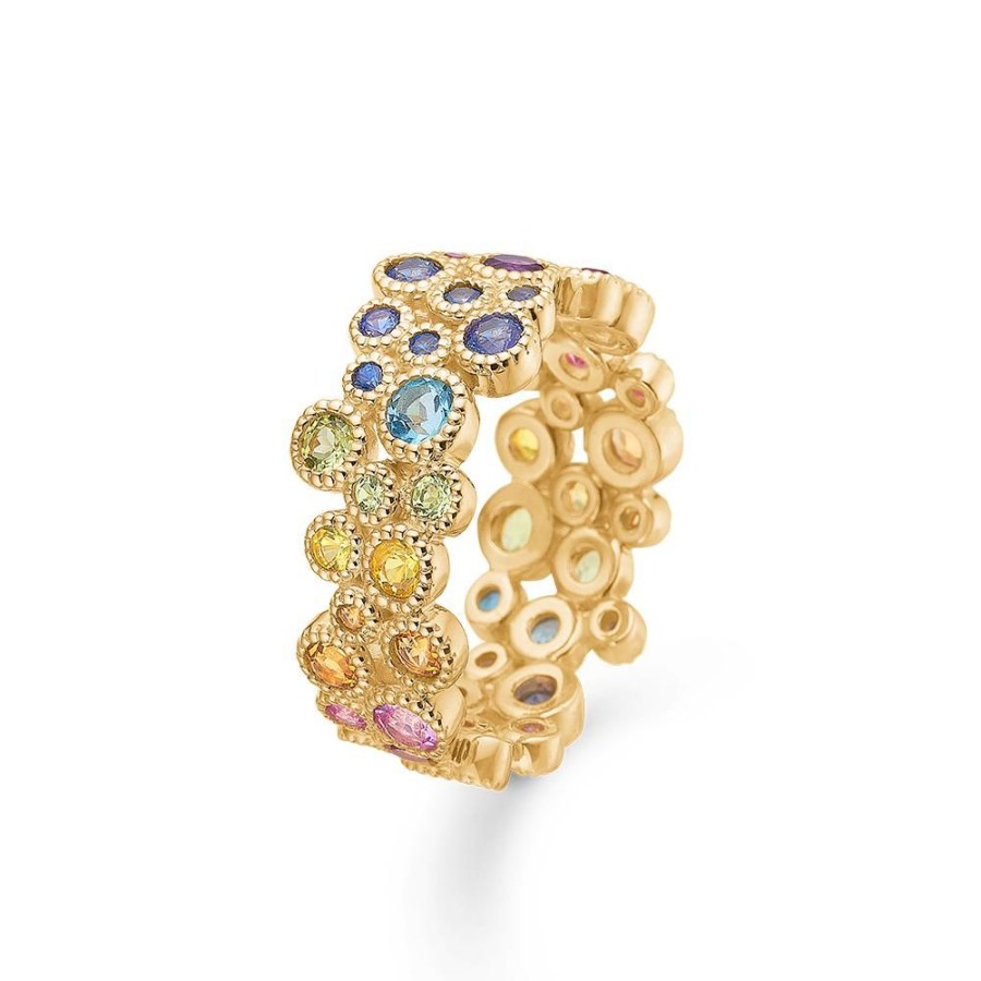 Jewellery Mads Z | Luxury Rainbow Ring In 14 Ct. Gold W. Precious Stones