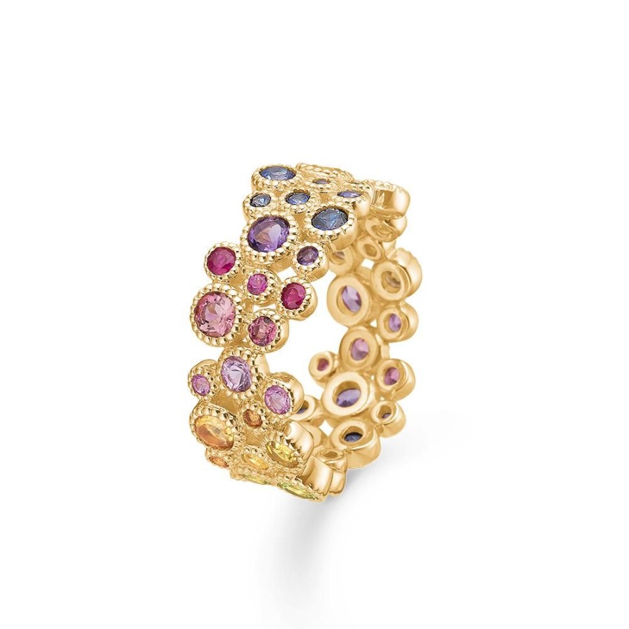 Jewellery Mads Z | Luxury Rainbow Ring In 14 Ct. Gold W. Precious Stones