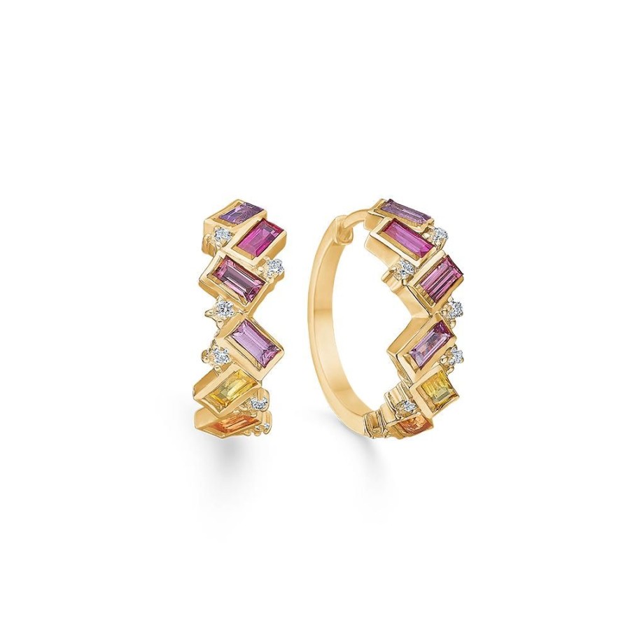 Jewellery Mads Z | Columbine Earrings In 14 Ct. Gold W. Precious Stones