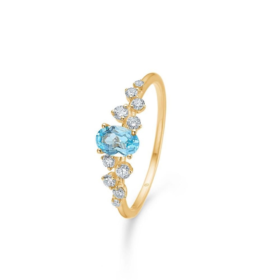 Jewellery Mads Z | Leonora Ring In 14 Ct. Gold With Topaz And Diamonds