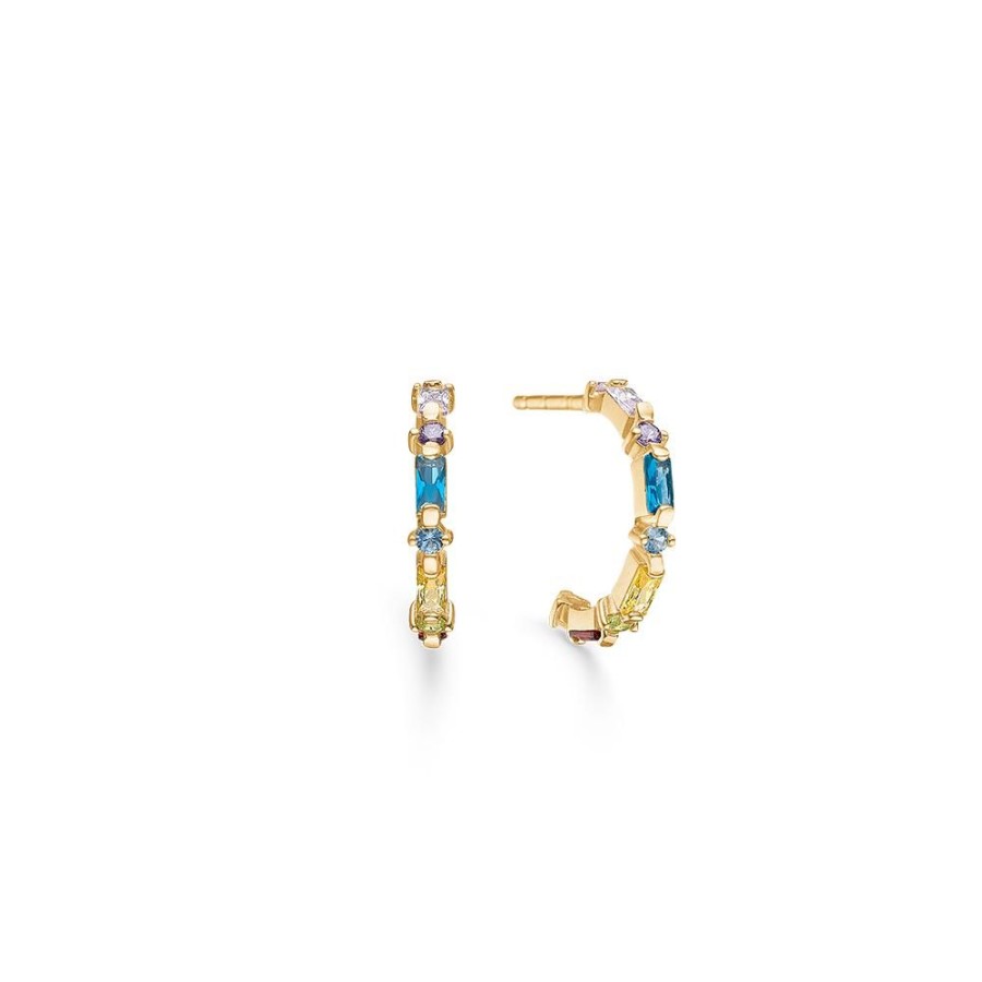 Jewellery Mads Z | Everest Colour Earrings In 8 Ct. Gold With Zirconia