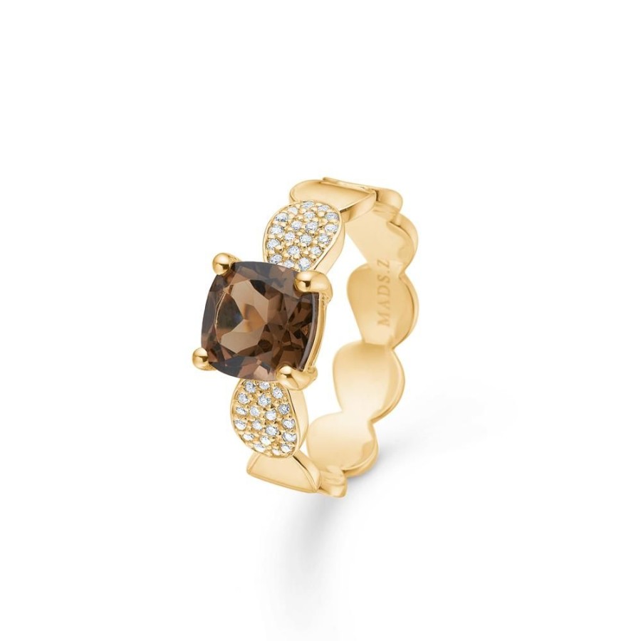 Jewellery Mads Z | Fidelity Ring In 14 Ct. Gold With Smoky Quartz And Diamonds