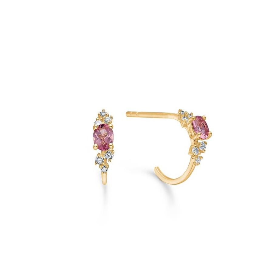 Jewellery Mads Z | Leonora Earrings In 14 Ct. Gold With Pink Tourmaline And Diamonds