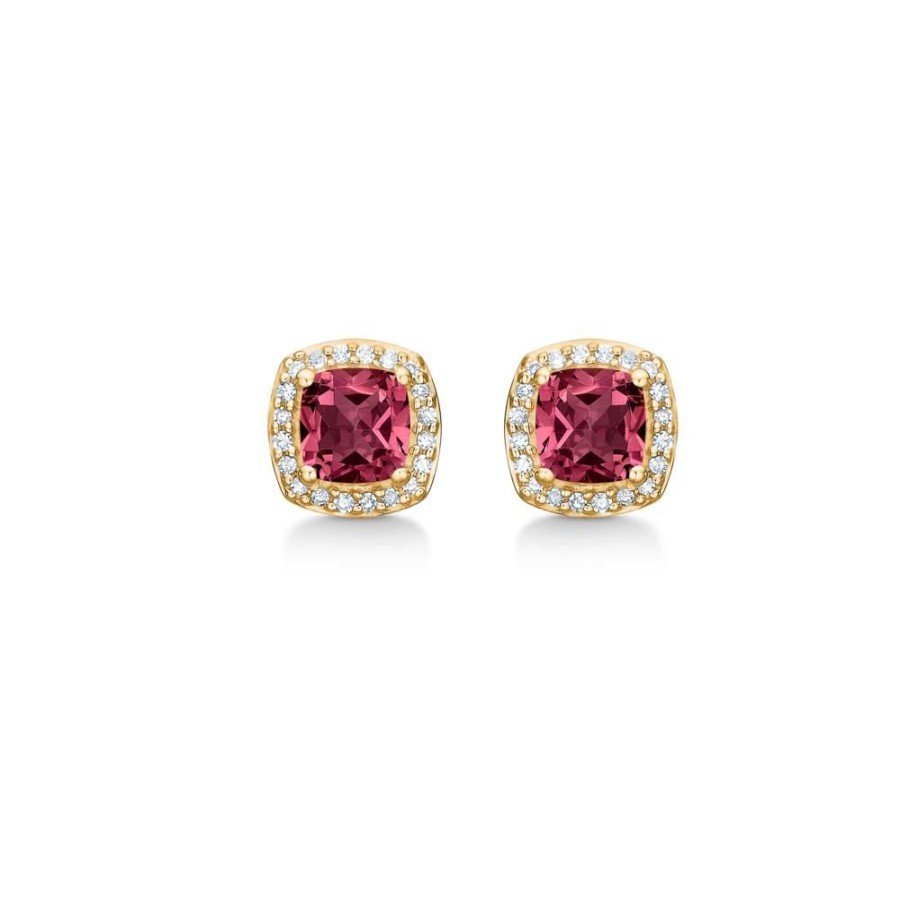 Jewellery Mads Z | Mona Lisa Earrings In 14 Ct. Gold With Rhodolite And Diamonds