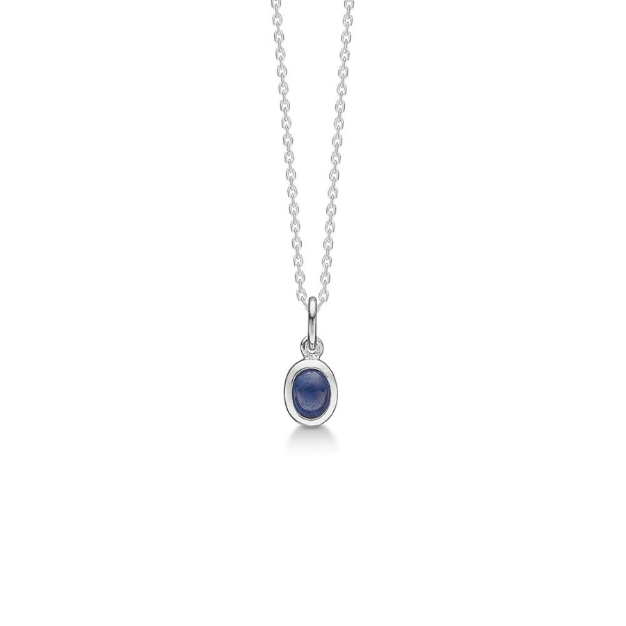 Jewellery Mads Z | Cabochon Silver Necklace W. Sapphire