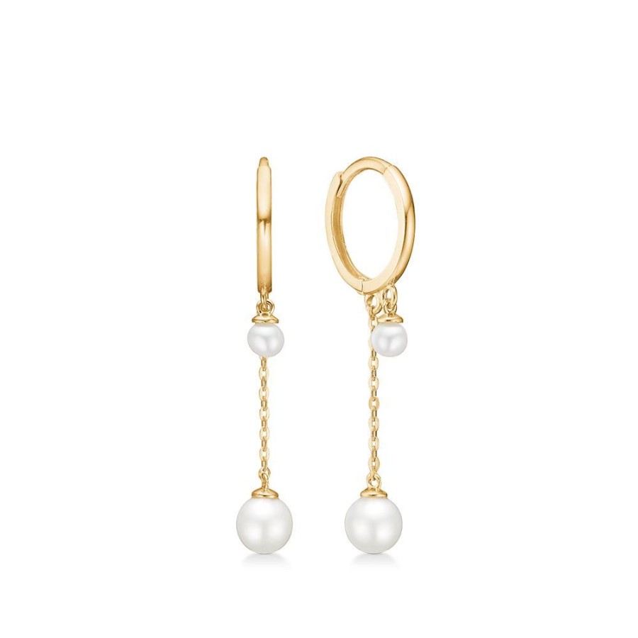 Jewellery Mads Z | Moon Earrings In 8 Ct. Gold With Cultured Pearls