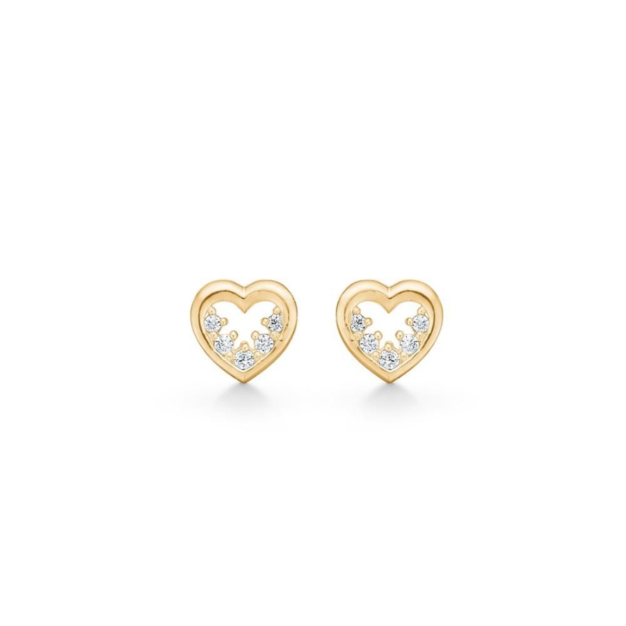 Jewellery Mads Z | Cupid Earrings In 8 Ct. Gold With Zirconia