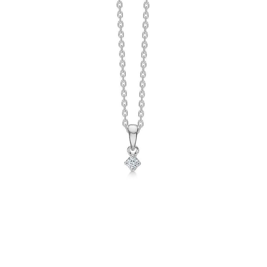 Jewellery Mads Z | Crown Pendant 14 Ct. White Gold W. 0,04 Ct.