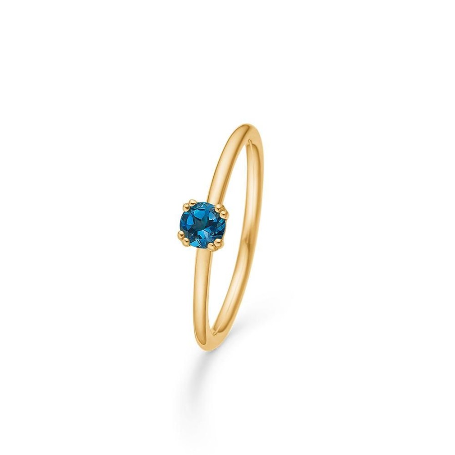 Jewellery Mads Z | Poetry Solitaire London Blue Ring In 14 Kt. Gold With London Blue Topas