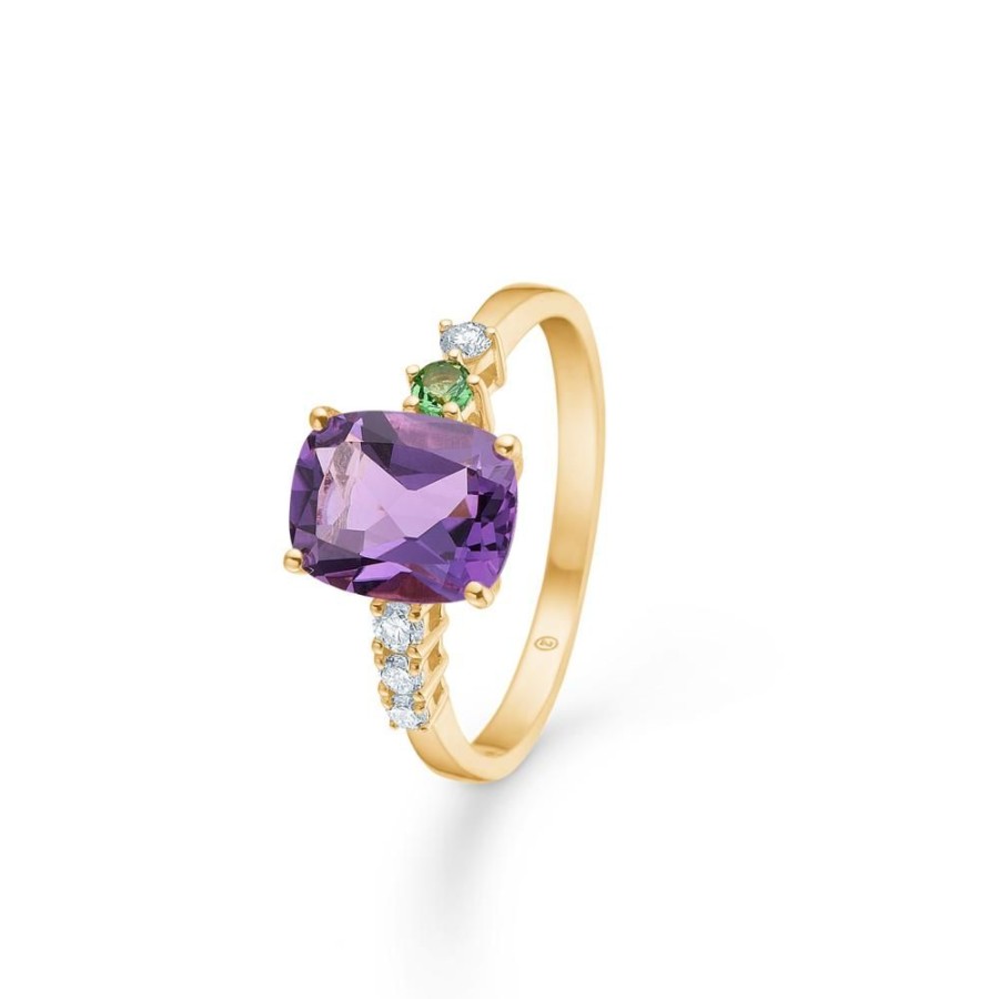 Jewellery Mads Z | Purple Felicity Ring In 14 Ct. Gold With Amethyst And Diamond