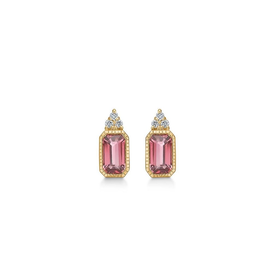 Jewellery Mads Z | Elvira Earrings In 14 Ct. Gold With Pink Tourmaline And Diamonds