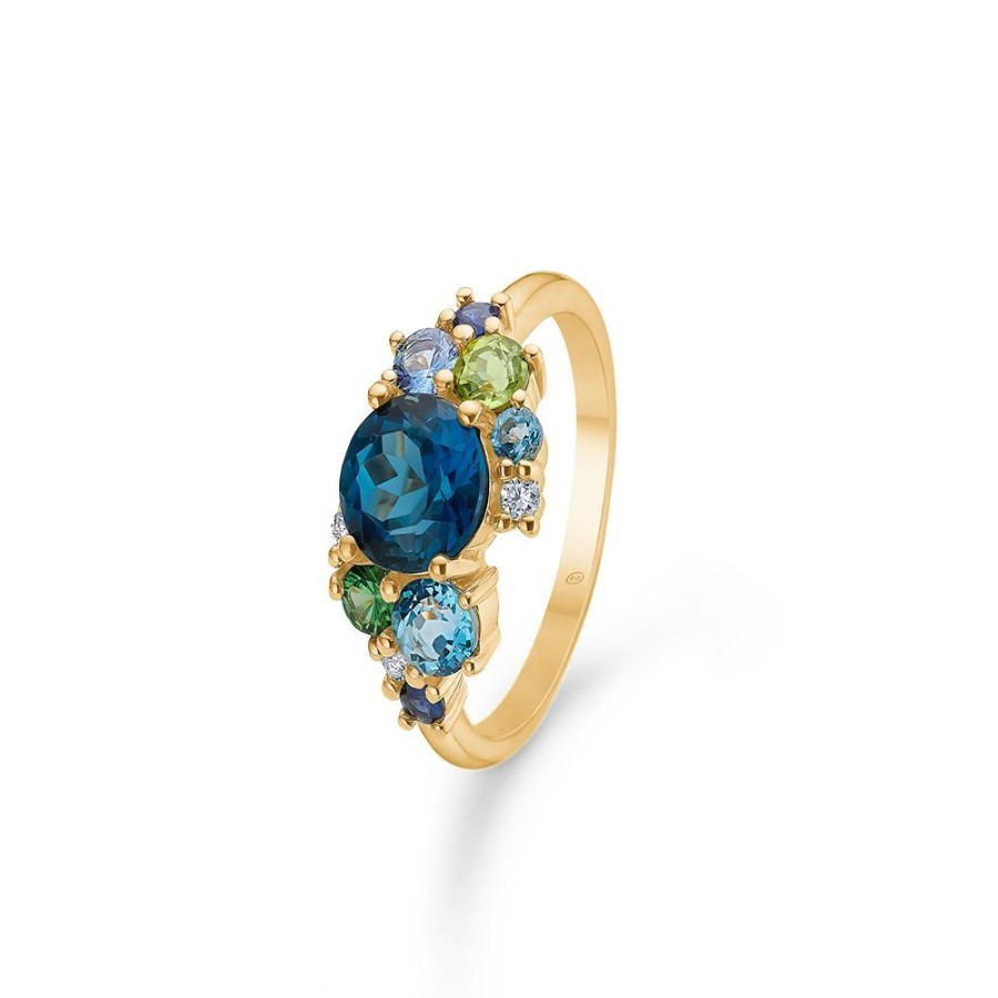 Jewellery Mads Z | Four Seasons Winter Ring In 14 Ct. Gold With London Blue Topaz And Sapphire