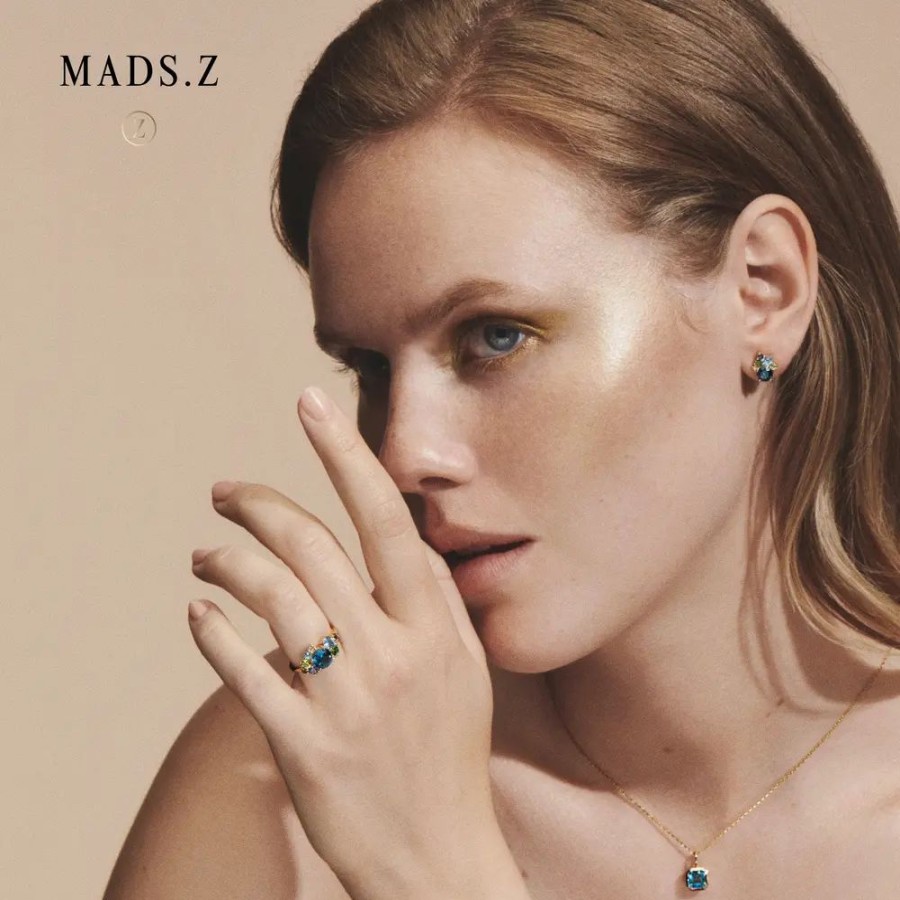 Jewellery Mads Z | Four Seasons Winter Ring In 14 Ct. Gold With London Blue Topaz And Sapphire