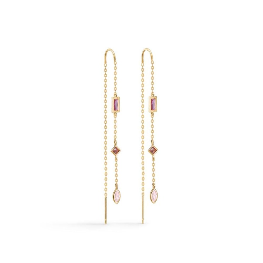 Jewellery Mads Z | Valentina Earrings In 8 Ct. Gold With Red Zirconia