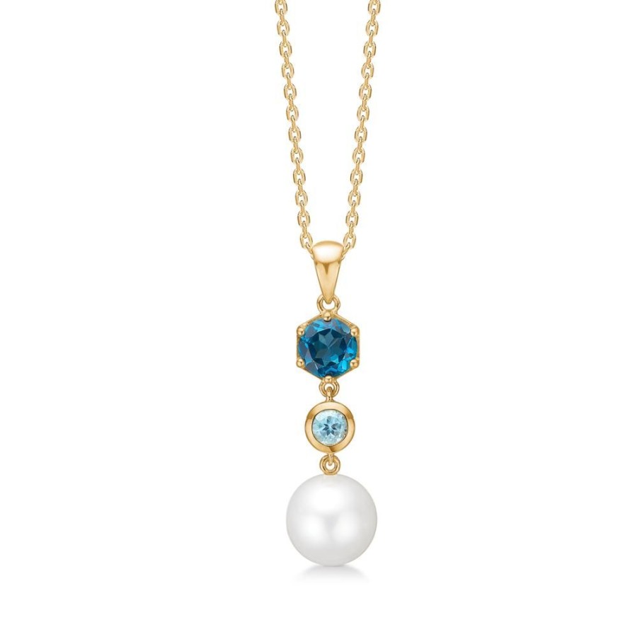 Jewellery Mads Z | Pearl Bliss Pendant In 14 Ct. Gold With Topaz And Pearl