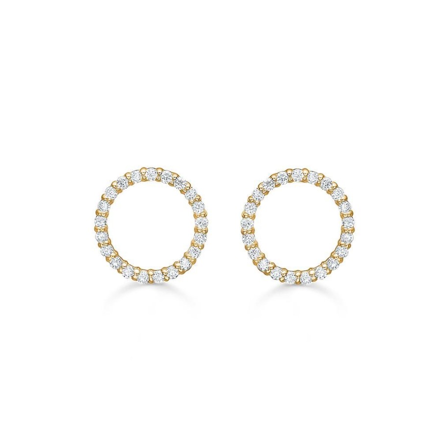 Jewellery Mads Z | Diamond Halo Earrings In 14 Ct. Gold W. Diamonds