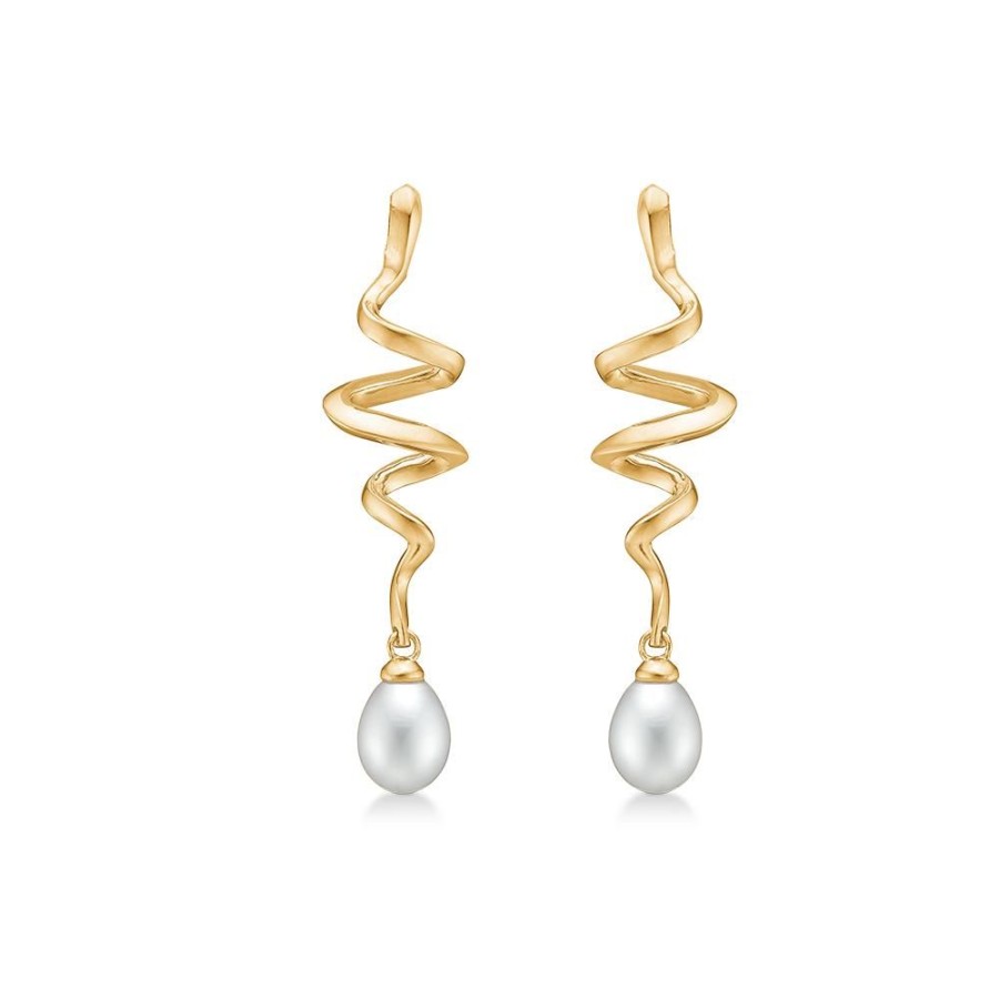 Jewellery Mads Z | Swirl W. Pearl 14 Ct. Gold