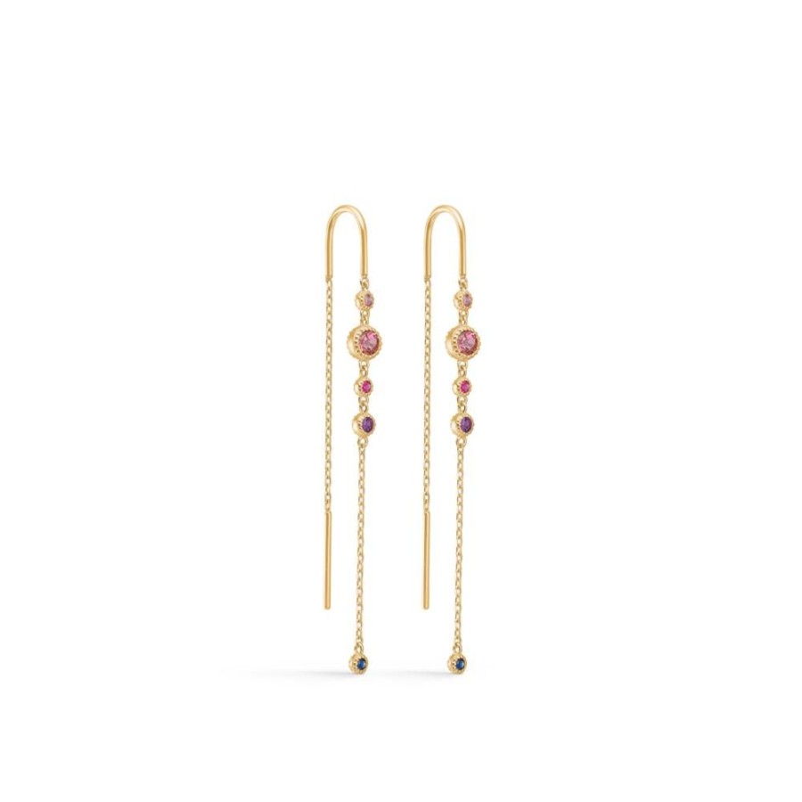 Jewellery Mads Z | Luxury Rainbow Earrings In Gold With Real Gems