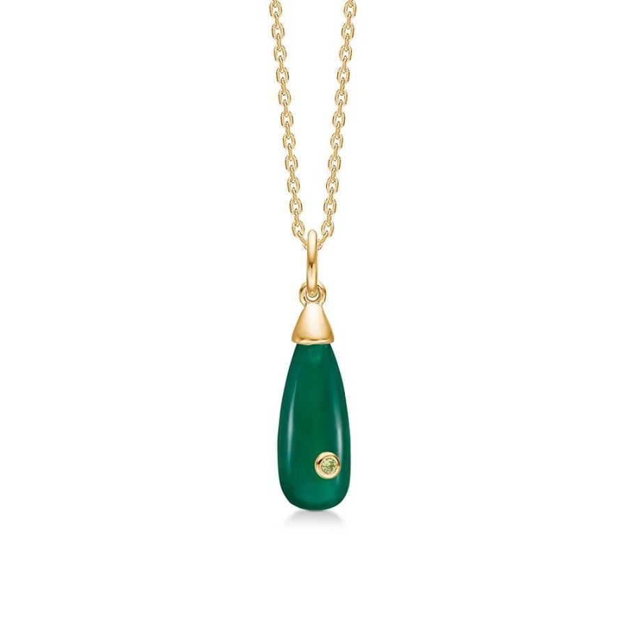 Jewellery Mads Z | Precious Drops Pendant In 14 Ct. Gold With Green Agate And Peridot