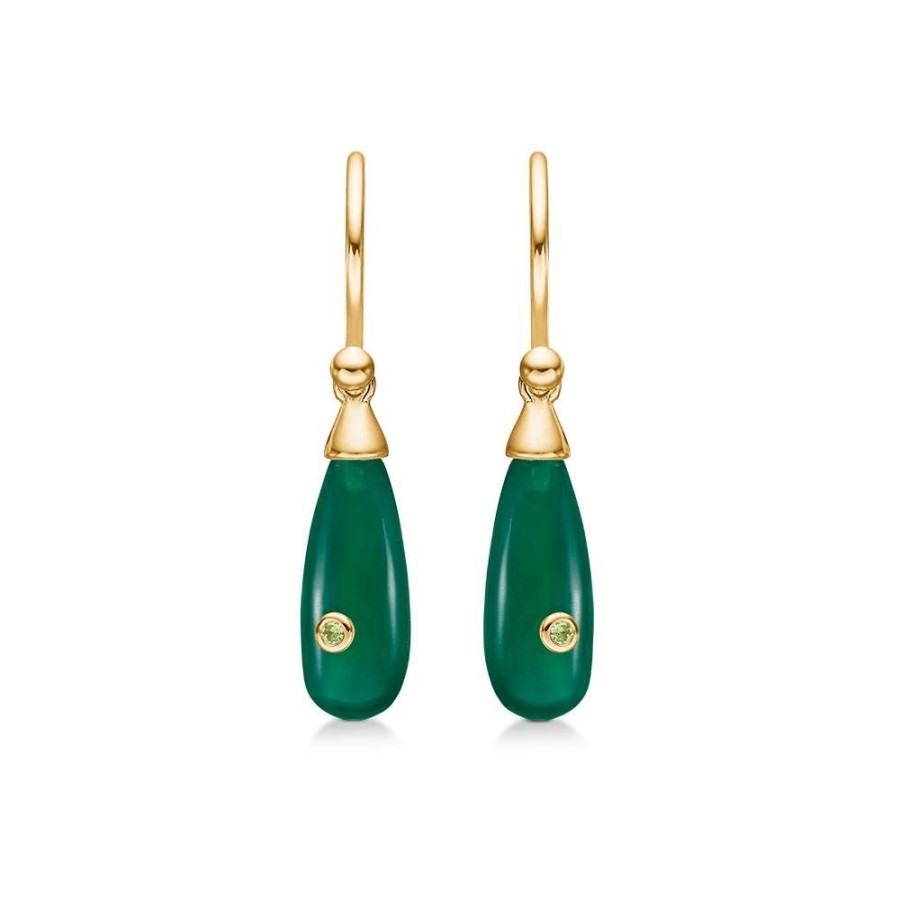 Jewellery Mads Z | Precious Drops Earrings With Green Agate And Peridot In 14 Ct Gold