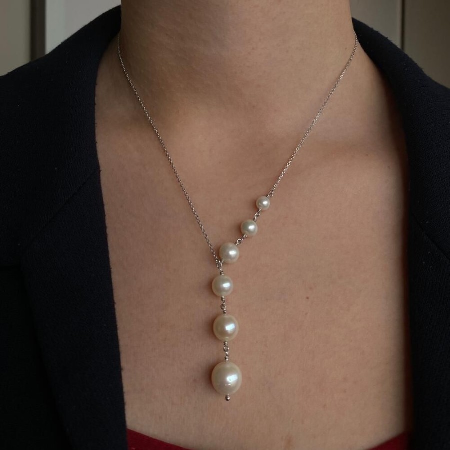 Jewellery Mads Z | Treasure Silver Necklace With Cultured Pearls