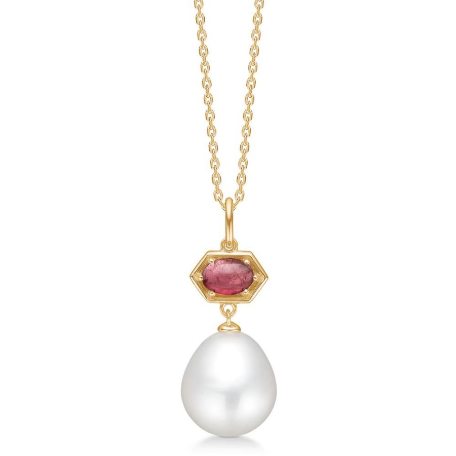 Jewellery Mads Z | Pearl Delight Pendant In 14 Ct. Gold With Pink Tourmaline And Cultured Pearls