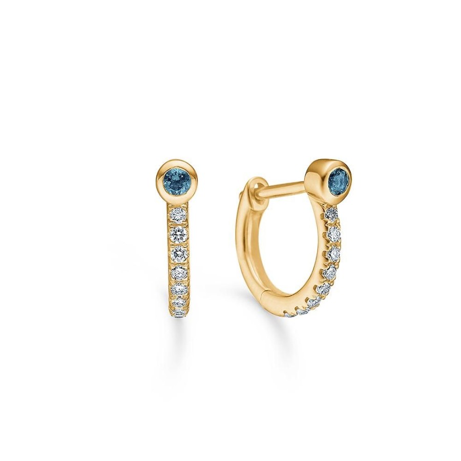 Jewellery Mads Z | Hug Earrings In 14 Ct. Gold With London Blue Topaz And Diamonds