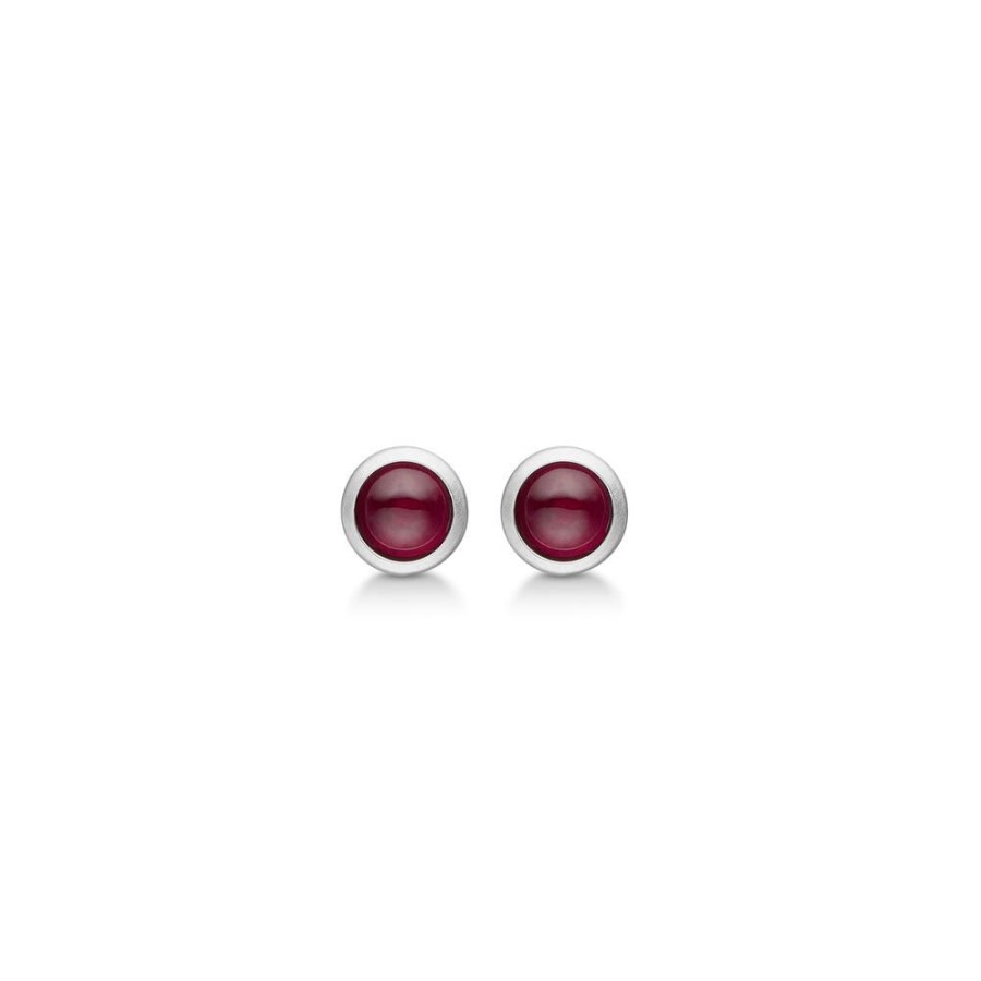 Jewellery Mads Z | Cabochon Silver Earrings W. Ruby