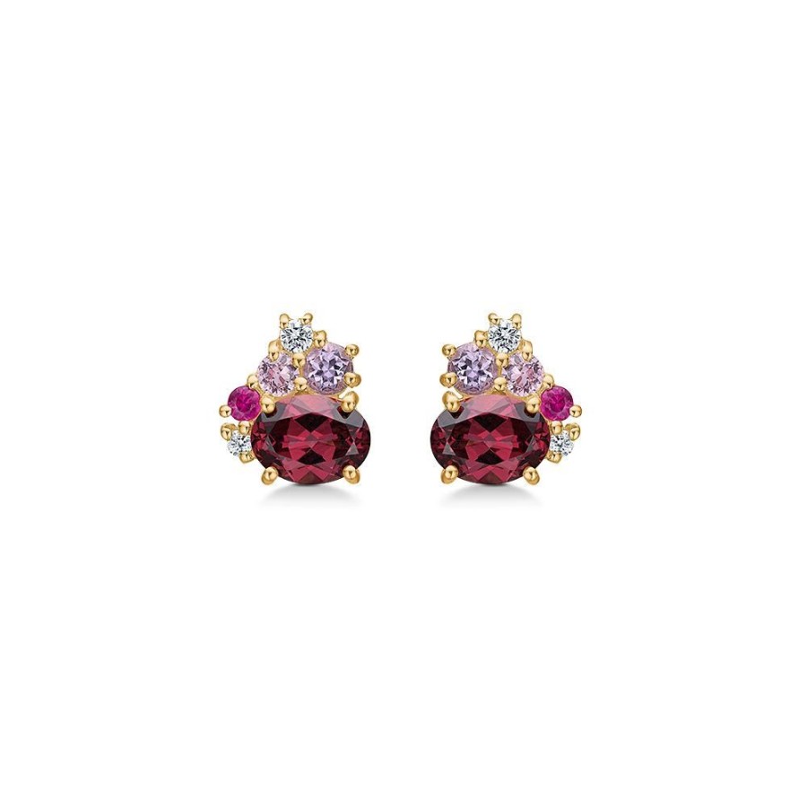 Jewellery Mads Z | Four Seasons Autumn Earrings In 14 Ct. Gold With Garnet