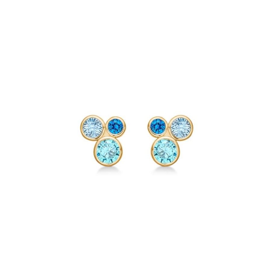 Jewellery Mads Z | Emily Earrings In 8 Ct. Gold With Blue Zirconia