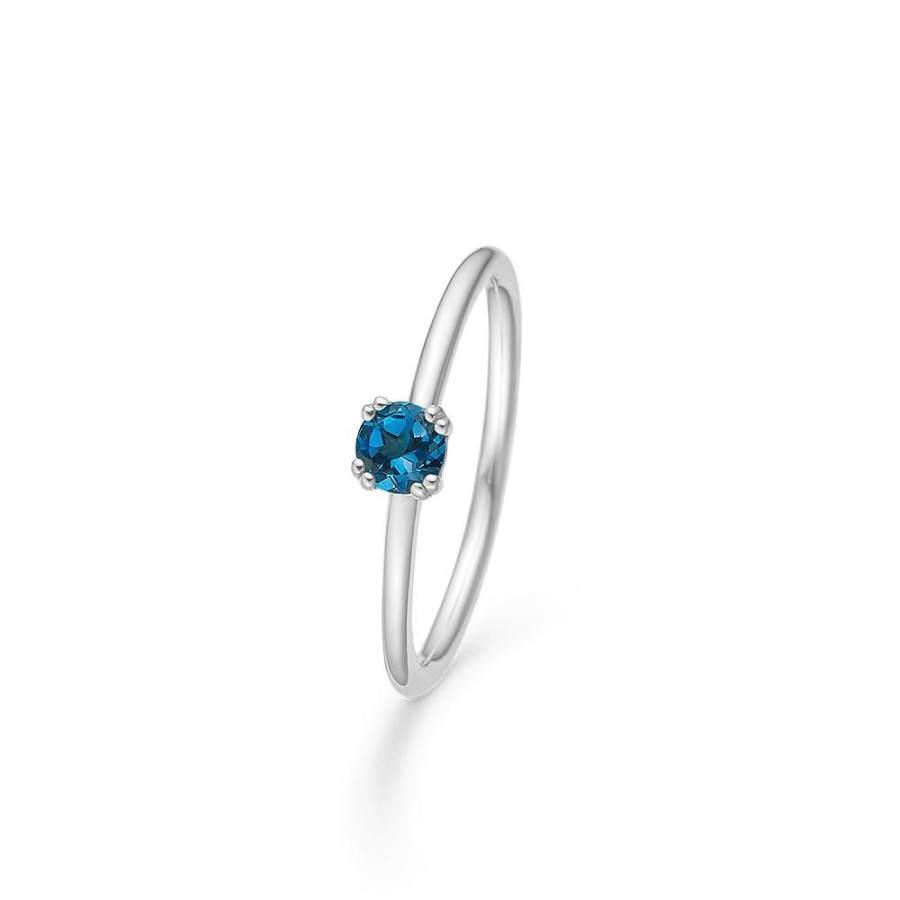 Jewellery Mads Z | Poetry Solitaire London Blue Silver Ring With London Blue Topas