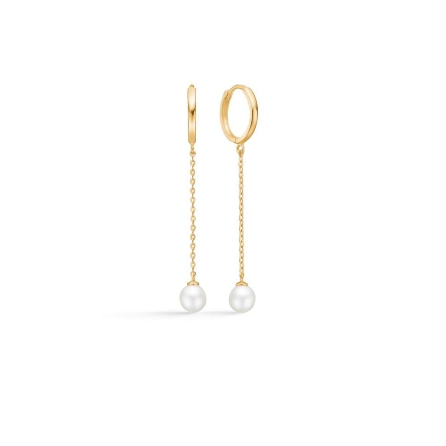 Jewellery Mads Z | Moon Earrings In 8 Ct. Gold With Cultured Pearls