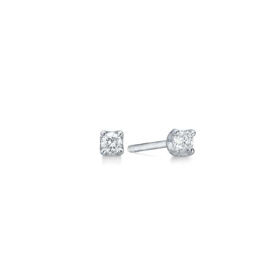 Jewellery Mads Z | Crown Earrings 14 Ct. White Gold W. 0,18 Ct.