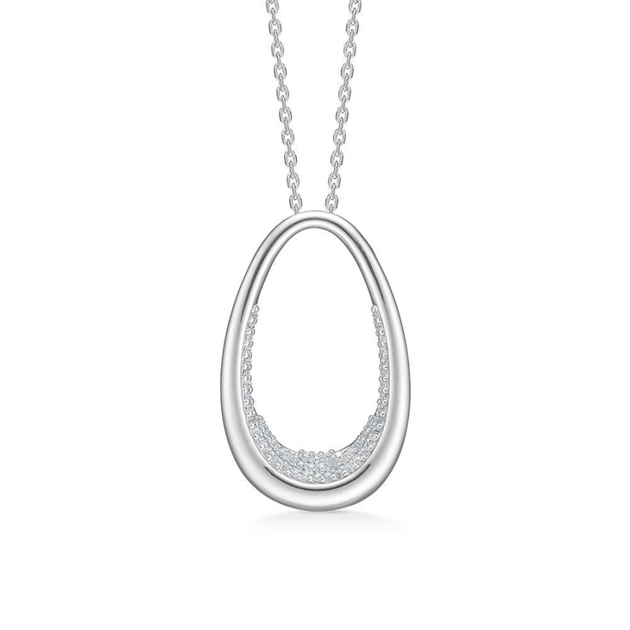 Jewellery Mads Z | Ellipse Silver Necklace With White Topaz