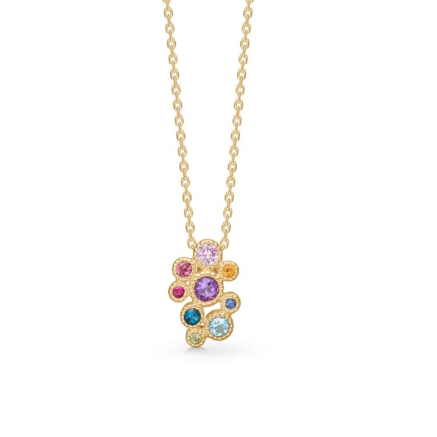 Jewellery Mads Z | Luxury Rainbow Pendant In 14 Kt. Gold With Real Gems