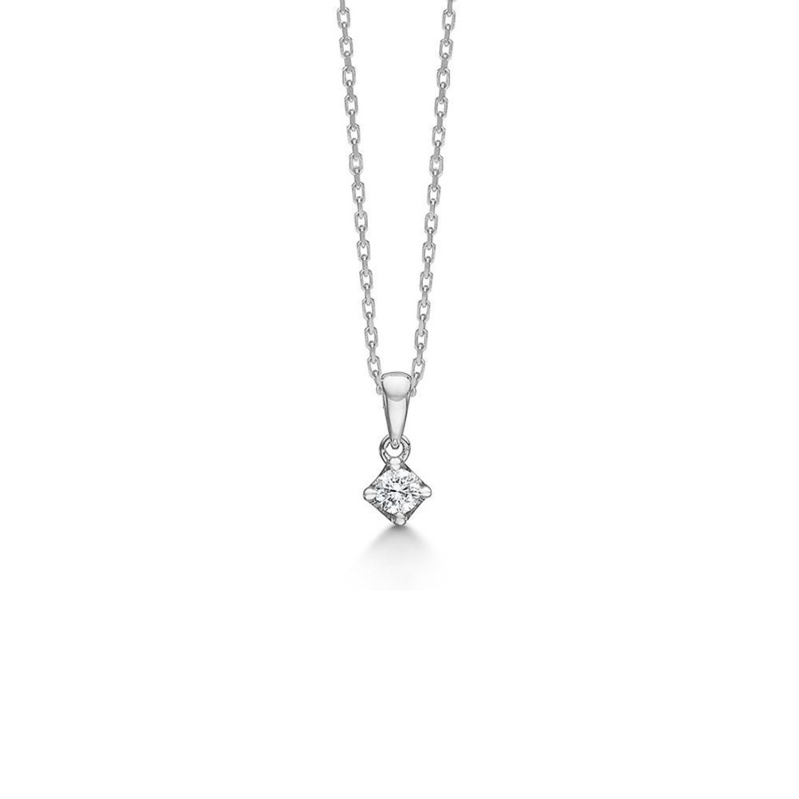 Jewellery Mads Z | Crown Pendant 14 Ct. White Gold W. 0,09 Ct.