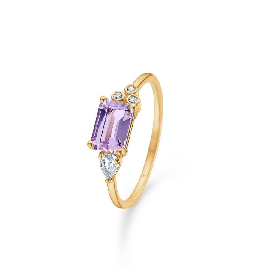 Jewellery Mads Z | Lavender Ring In 14 Ct. Gold With Pink Amethyst And Diamonds