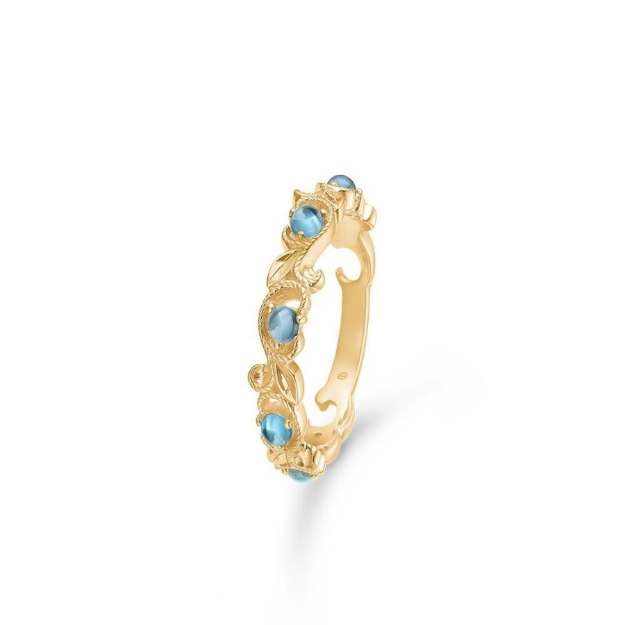 Jewellery Mads Z | Vintage Blooming Ring In 14 Ct. Gold With London Blue Topaz