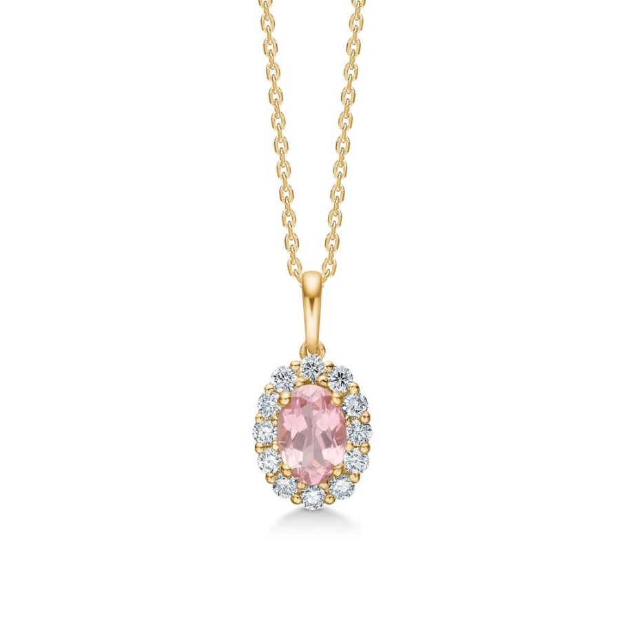 Jewellery Mads Z | Portofino Pendant In 14 Ct. Gold With Pink Topaz And Diamonds