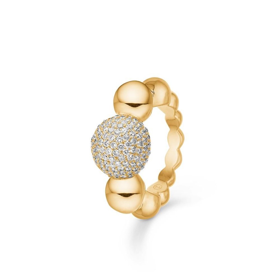 Jewellery Mads Z | Biggest Diamond Ball Ring In 14 Ct. Gold With Diamonds