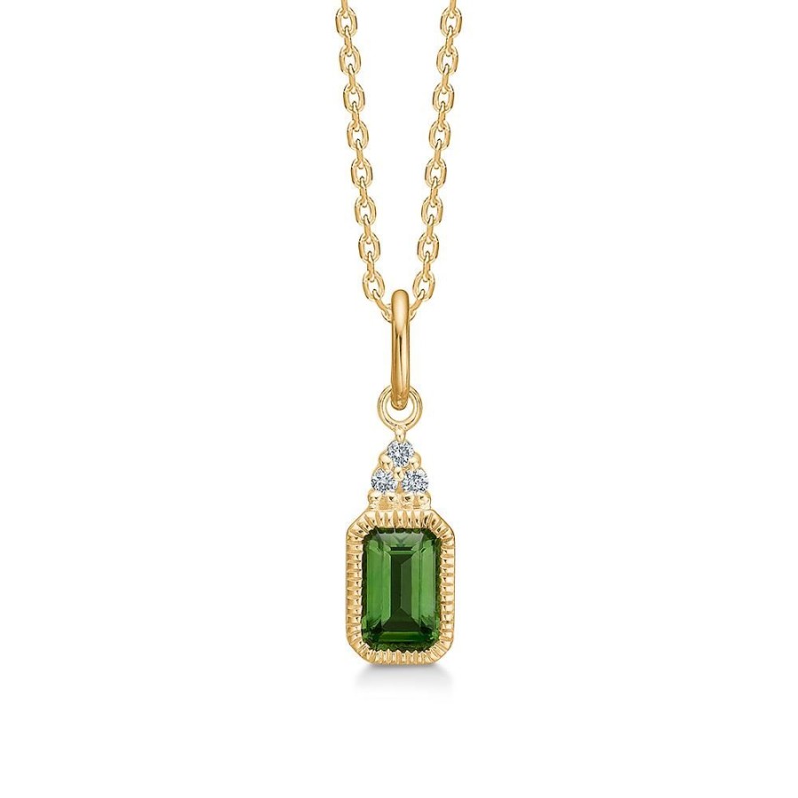 Jewellery Mads Z | Elvira Pendant In 14 Ct. Gold With Green Tourmaline And Brilliant