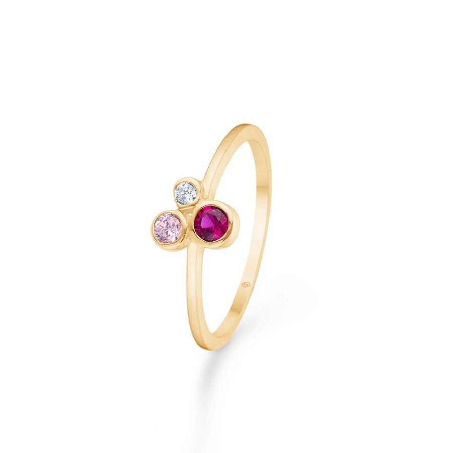 Jewellery Mads Z | Emily Ring In 8 Ct. Gold With Pink Zirconia