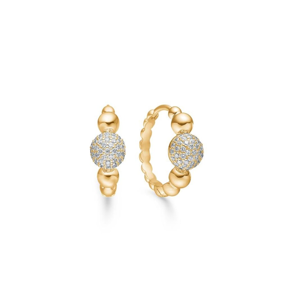 Jewellery Mads Z | Big Diamond Ball Earrings In 14 Ct. Gold With Diamonds