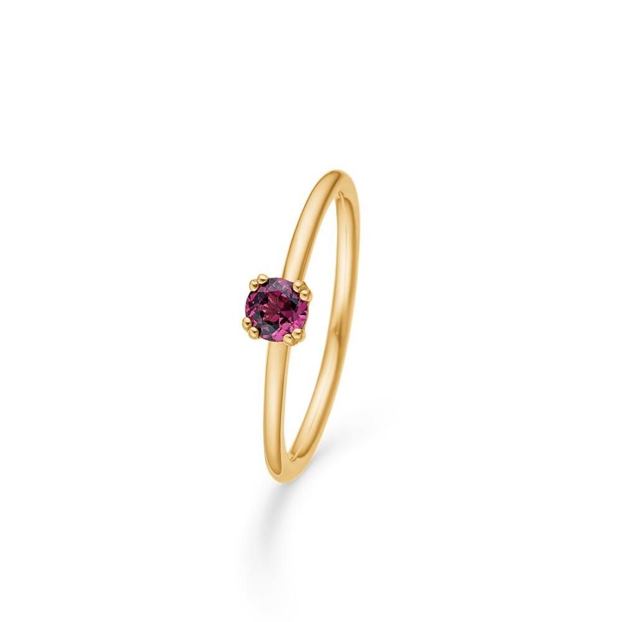 Jewellery Mads Z | Poetry Solitaire Garnet Ring In 14 Kt. Gold With Granat